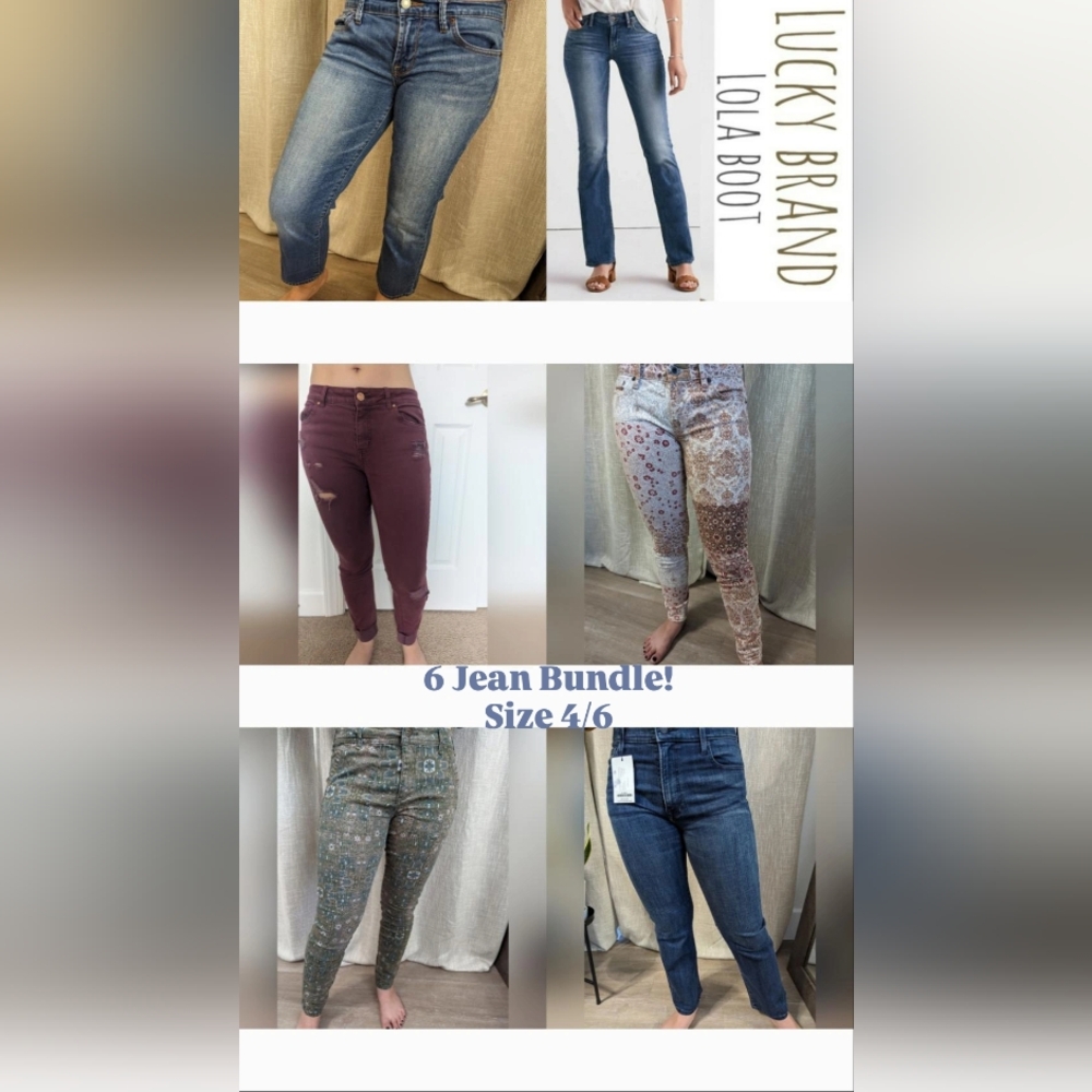 6 Piece Jean Bundle - Size 4/6 Lucky Anthropology Refuge Able
